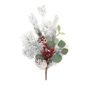 Artificial Foliage - Flocked Pine Spray (set of 2) (Option: Berries 27")