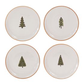 Plate (Set of 4) 7"D Ceramic (Option: White, Green, Beige)