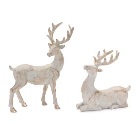 Deer Figurines (Option: 6pc, White/Gold 3.5"/5")