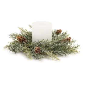 Candle Ring (Set of 2) 12.5"D PVC (Fits a 4" Candle) (Option: Icy Pine)