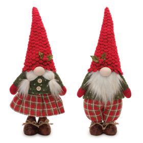Plush Christmas Gnome Shelf Sitters (Set of 2) Polyester (Option: Boy/Girl Plaid 21")