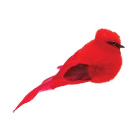 Cardinal Bird Shelf Sitters Foam/Feather (Option: 12pc, 7"L x 3"H)
