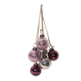 Ornament Drop (Set of 2) 21"L Glass/Jute (Option: Purple, Silver)