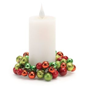 Ornament Candle Ring 4.5"D Foam/Wire (Fits a 2" Candle) (Color: Red/Green)