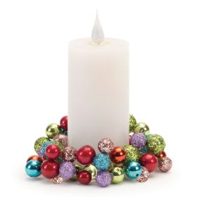 Ornament Candle Ring 4.5"D Foam/Wire (Fits a 2" Candle) (Color: Multi)