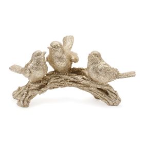 Birds on Branch Resin Figurine (Color: Gold)