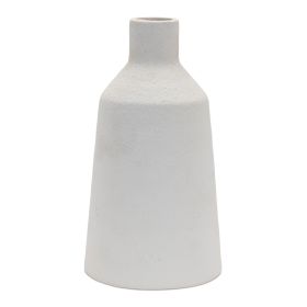 White Stoneware Vase (Set of 2) (size: 5"D x 9"H)