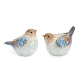 Painted Ceramic Bird Figurines - Country Cottage / Farmhouse Decor (Option: 4pc, 4.5" Beige/Blue/Brown)