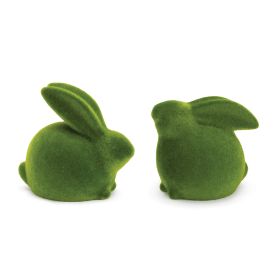 Ceramic Bunny Rabbit Figurines Terra Cotta (Option: 2pc Mossy Green 5"/5.5")