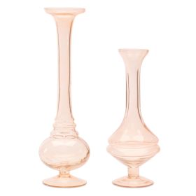 Blush Pink Glass Bud Vase (Set of 2) (size: 11")