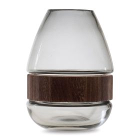 Wood Ring Glass Vase (size: 5.5"D x 7.5"H)