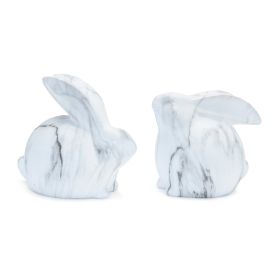 Ceramic Bunny Rabbit Figurines Terra Cotta (Option: 2pc Faux Marble 5"/5.75")