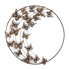 Distressed Bronze Iron Metal Ring Insect Wall Art 18"D (Option: Butterfly)