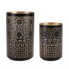 Black Punched Metal Candle Holder (Set of 2) 4.25"D x 6"H, 5"D x 8"H Iron
