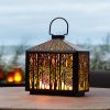 Forest Cut Metal Lantern 11.5"L Iron