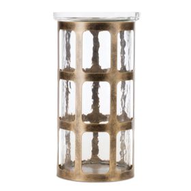 Wavy Candle Holder Iron/Glass (size: 5"Dx9.5"H)