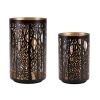 Black Punched Metal Candle Holder (Set of 2) 4.25"D x 6"H, 5"D x 8"H Iron
