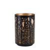 Black Punched Metal Candle Holder (Set of 2) 4.25"D x 6"H, 5"D x 8"H Iron
