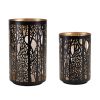 Black Punched Metal Candle Holder (Set of 2) 4.25"D x 6"H, 5"D x 8"H Iron