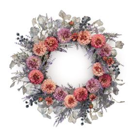 Mixed Color Floral Wreath Polyester (Option: 24" Zinnia)