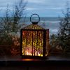 Forest Cut Metal Lantern 11.5"L Iron