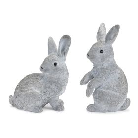Bunny (Set of 2) 8"H, 9"H Resin (Option: 2pc Distressed Grey 8"/9")
