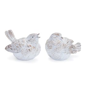 Bird (Set of 2) 3.75"H Resin (Option: White, Beige)