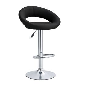 Opulent Orbit Chrome Swivel Set of Two Stools (Color: Black)
