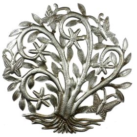 14 Inch Tree of Life Metal Wall Art - Croix des Bouquets (style: Butterflies)