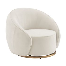 Swing Luxury Swivel Accent Chair (Color: Ivory/Gold)