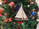 Wooden Model Sailboat Christmas Ornament 9"