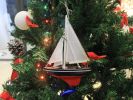 Wooden Model Sailboat Christmas Ornament 9"