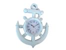 Ship Wheel and Anchor Wall Clock 15"