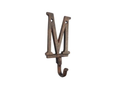 Cast Iron Letter M Alphabet Wall Hook 6" (Finish: Rustic Copper)