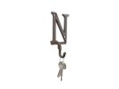 Cast Iron Letter N Alphabet Wall Hook 6"