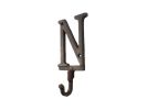 Cast Iron Letter N Alphabet Wall Hook 6"
