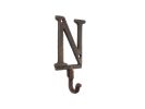 Cast Iron Letter N Alphabet Wall Hook 6"