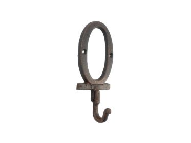 Cast Iron Letter O Alphabet Wall Hook 6" (Finish: Rustic Copper)