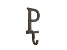 Cast Iron Letter P Alphabet Wall Hook 6"