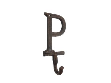 Cast Iron Letter P Alphabet Wall Hook 6" (Finish: Rustic Copper)