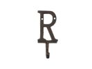 Cast Iron Letter R Alphabet Wall Hook 6"
