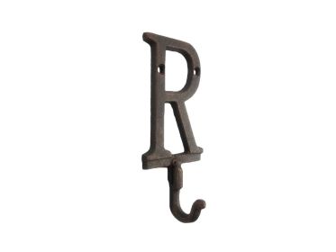 Cast Iron Letter R Alphabet Wall Hook 6" (Finish: Rustic Copper)