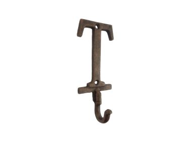 Cast Iron Letter T Alphabet Wall Hook 6" (Finish: Rustic Copper)