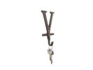 Cast Iron Letter V Alphabet Wall Hook 6"