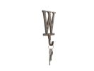 Cast Iron Letter W Alphabet Wall Hook 6"