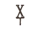 Cast Iron Letter X Alphabet Wall Hook 6"