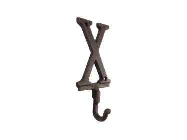 Cast Iron Letter X Alphabet Wall Hook 6" (Finish: Rustic Copper)