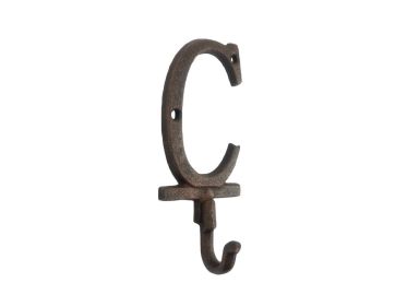 Cast Iron Letter C Alphabet Wall Hook 6" (Finish: Rustic Copper)