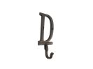 Cast Iron Letter D Alphabet Wall Hook 6"