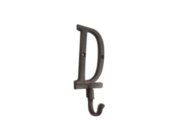 Cast Iron Letter D Alphabet Wall Hook 6" (Finish: Rustic Copper)